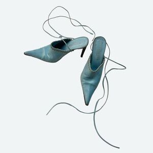El Dantes blue leather mules size women’s US 7
